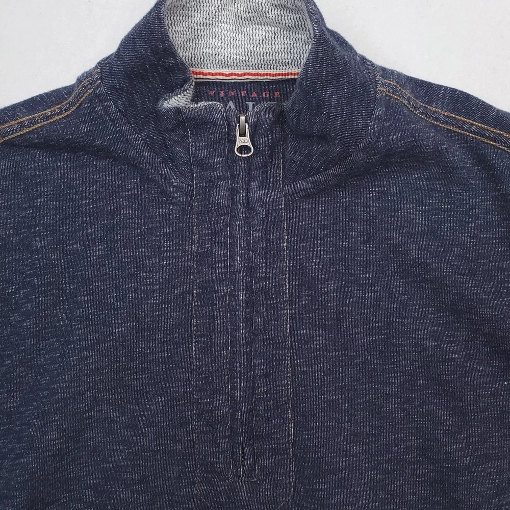 Vintage Italia Sweater Mens Medium Blue Quarter‎ Zip Pullover Preppy Cotton